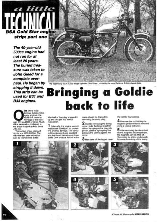 BSA Gold Star CB500 Engine Stripdown - PDF Download | Classic ...