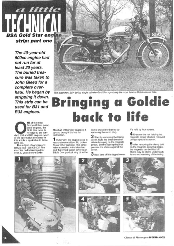 BSA Gold Star CB500 Engine Stripdown - PDF Download