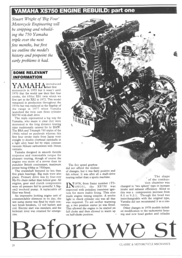 Yamaha XS750 Engine Rebuild - PDF Download